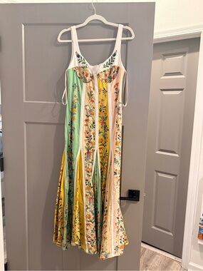 sand renata floral long sleeve midi dress FARM Rio Sand Renata Floral Long Sleeve Midi Dress